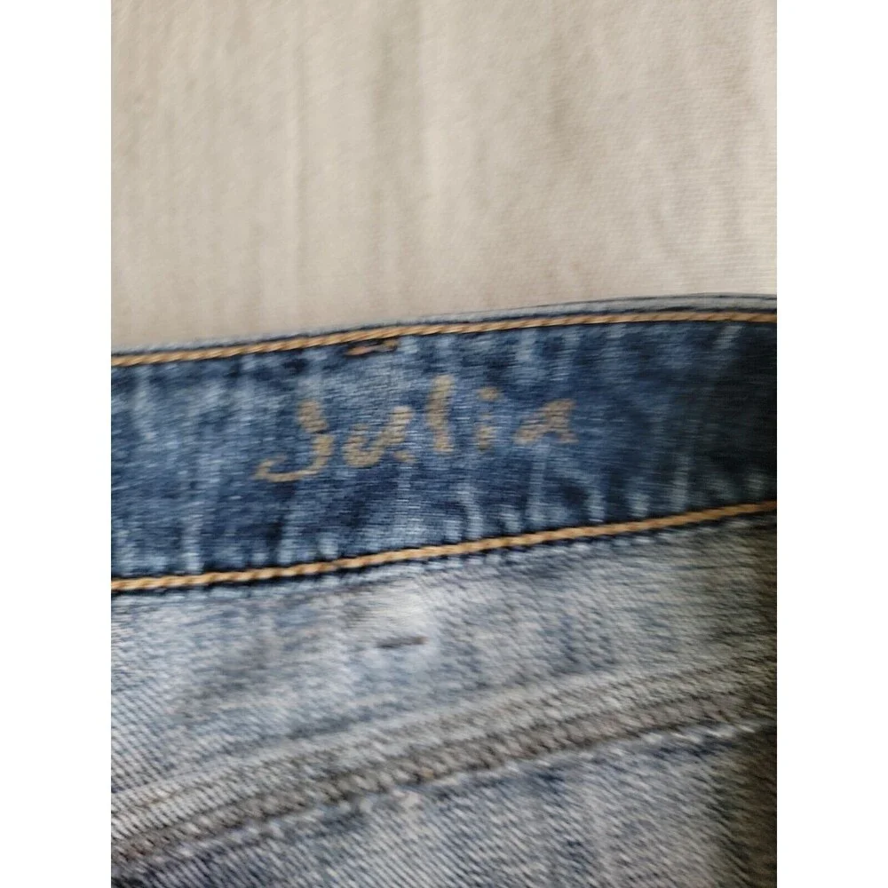 Silver Womens Jeans 34x31 Julia Mid Rise Blue Distressed Stretch Glove Works VTG